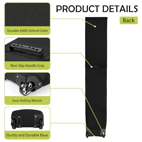 AzReference Padded Ski Bag with Wheels, Rolling Wheeled Ski Bag for Air Travel, Store & Transport Double Skis Up to 200 cm