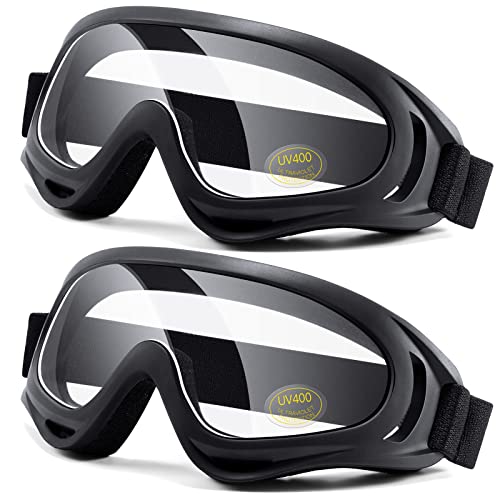 LOEO Motorcycle Goggles 2 Pack - ATV Dustproof Dirt Bike Goggles for Ski Racing Riding, Off Road Waterproof Motocross
