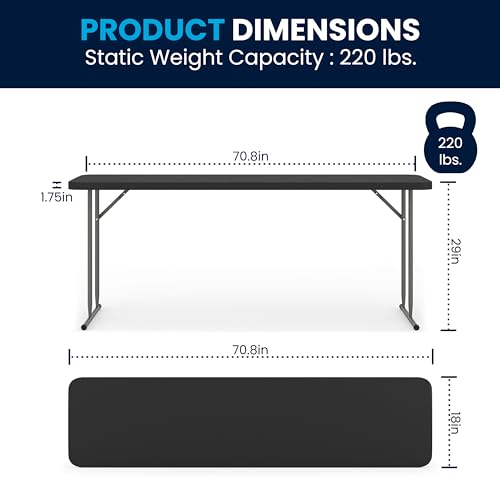 BizChair 6-Foot Black Plastic Folding Training Table