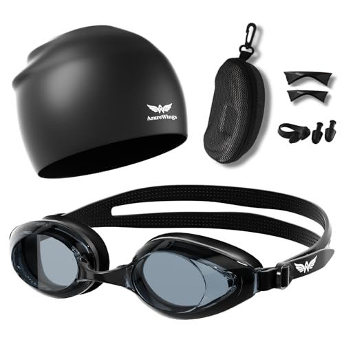 AzureWings Swim Goggles Women Men Adult Kit, Anti-Fog UV No Leak - Upgraded HD Racing Swimming Goggles for Men & Women