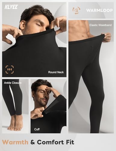 Long Johns Thermal Underwear for Men with Fleece Lined,Base Layer Top and Bottom Set for Cold Weather