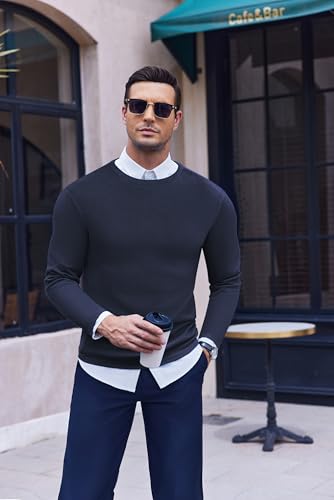 Ekouaer Men's Long Sleeve Shirts Honeycomb Waffle Pullover Sweater Crewneck Thermal Tops Lightweight Undershirts