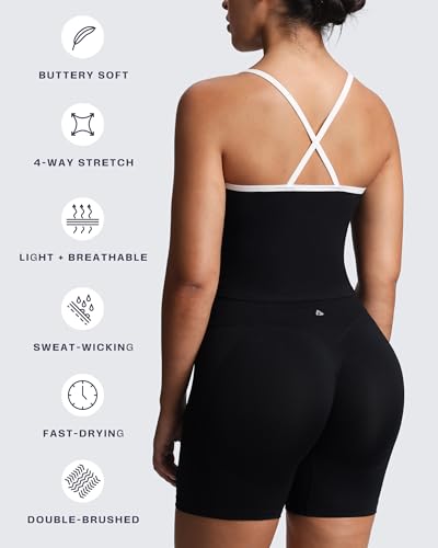 Aoxjox Women's Workout Sleeveless Color Block Lexi Tank Tops Contrasting Strap Cross Back Yoga Curve Longline Crop Top