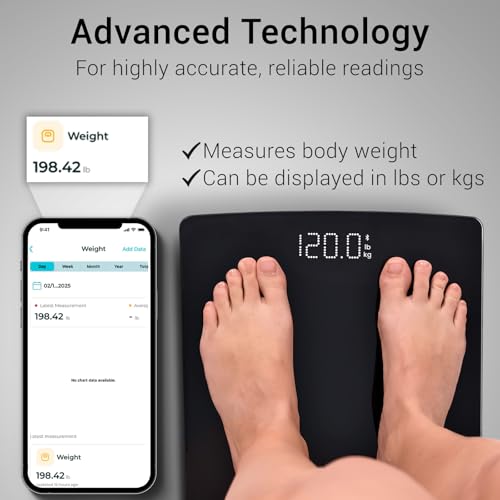 Vive Precision Smart Scale – Digital Bathroom Scale for Body Weight with Bluetooth & Vive App Sync – Accurate Health Monit...