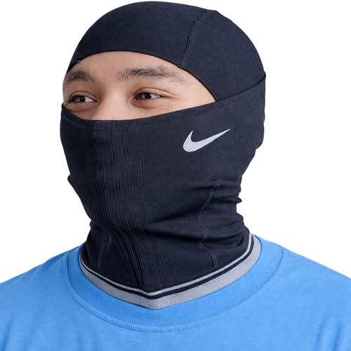 Nike Knit Hyperwarm Hood Unisex – Stylish Striped Knit Thermal Balaclava Face & Neck Warmer for Winter Runs, Rides & Commutes