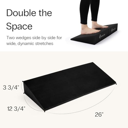 StrongTek XL Foam Yoga Wedge Blocks, Black, Set of 2, 16.5° Incline, 13" × 12.75" × 3.75", for Yoga, Stretching, Squats & ...