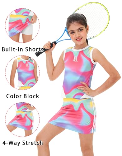 Remimi Girls Tennis Outfits Golf Tank Top and Skirt with Shorts 4-12 Years