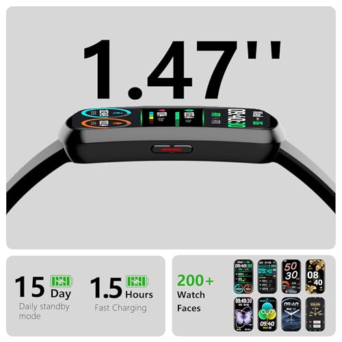 JYUAJOI Health Fitness Tracker, Smart Watch with 24/7 Heart Rate and Blood Pressure Monitor, Activity Tracker with Blood O...