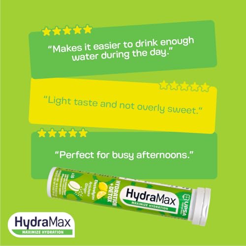 Upsa Hydramax, Hydration+Detox 16 Tablets, 4 Electrolytes, Artichoke & Ginger Extracts + Vitamin C for Natural Detox Support