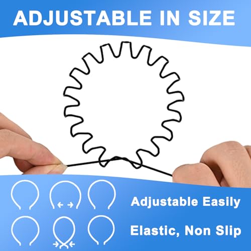 KELUBATU Metal Headbands for Men & Women, Metal Wavy Spring Hair Band, Adjustable Non-Slip Hair Hoop for Sports/Workout/Ru...