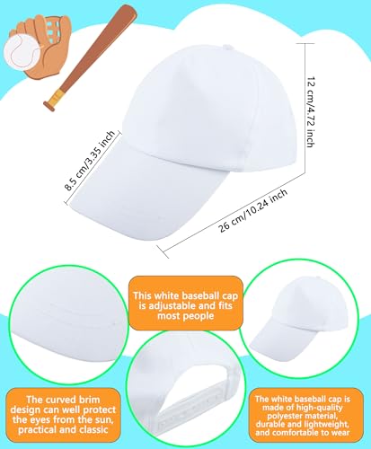 SGBETTER 40 Pcs DIY Painting Baseball Caps Adjustable Baseball Hats Plain Blank Cap for Adult Kids Outdoor Sports