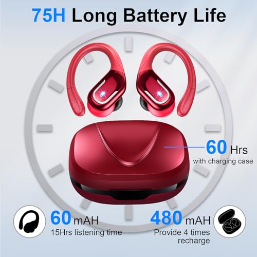 Wireless Earbud, 75Hrs Bluetooth 5.4 Headphones IP7 Waterproof for Sport, Running Wireless Earphones with ENC Noise Cancel...