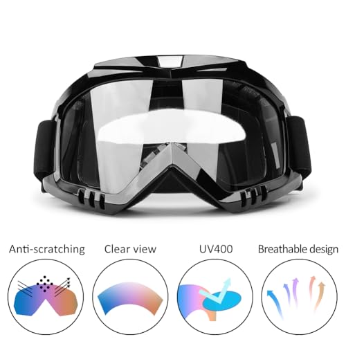 Professional Motorcycle Motocross Goggles 2-Pack Dirt Bike ATV Riding Racing Wide vision Glasses Anti-Fog Scratch Windproo...