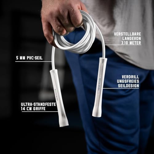 HEREROPE Adjustable Jump Rope – 5mm PVC Skipping Rope with Unbreakable Handles, Non-Kinking, Includes 1 Spare Rope for Ind...