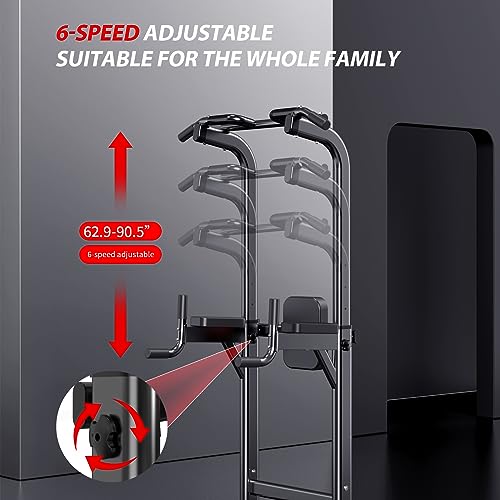 Power Tower Adjustable Height Pull Up & Dip Station Multi-Function Home Strength Training Fitness Workout Station for Home...