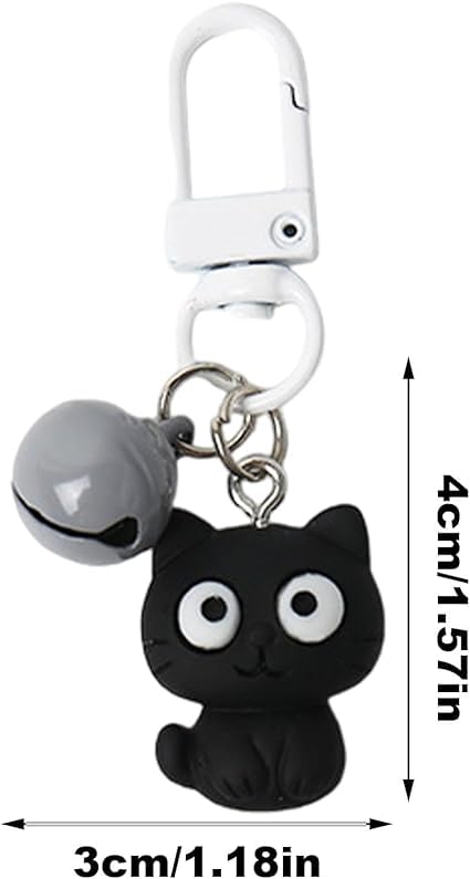 Stylish Cat Pendant Keychain - Black Kitten Charm Key Ring for Keys, Handbags, and Backpacks - 6x3 cm Keychain for Women - Cat-Themed Accessory for Bags, Couples Gift, Girls' Purse Charm