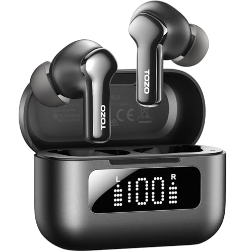 TOZO Hybrid Active Noise Cancelling Wireless Earbuds with 6 Mics AI Clear Call Ear Buds 68H Playtime with LED Display 32 P...