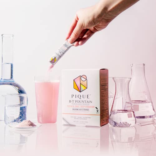 PIQUE BT Fountain Beauty Electrolyte Powder - Hydration Powder Packets with Hyaluronic Acid, Ceramides, Magnesium for Hydr...