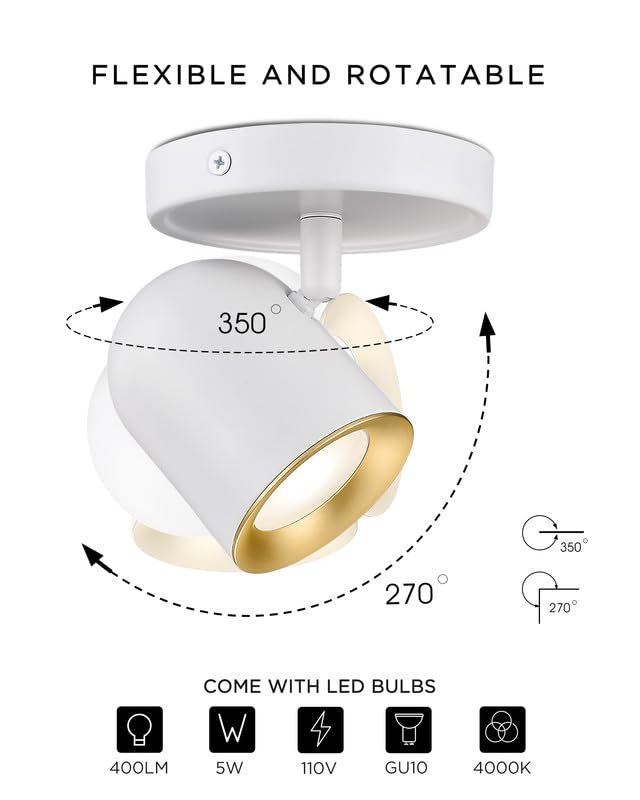 Femila 31 Complete Track Lighting Kits  Flush Mount Ceiling Spot Lights  Led Track Light Gu10 Bulbs(Included) For Kitchen  Dining Room  Bedroom  Hallway  4Fs78Tl-4 Wh