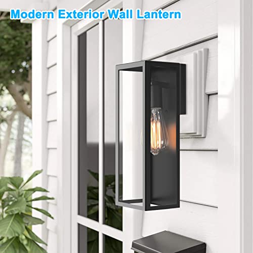 2-Pack Outdoor Wall Lanterns, Exterior Waterproof Wall Sconce with Glass Shades, Matte Black Porch Lights Wall Mounted, An...