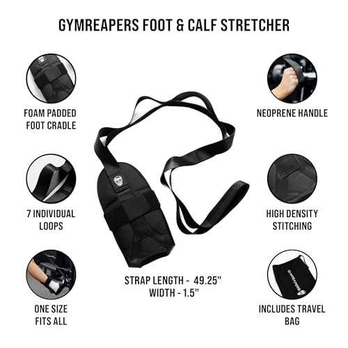 Gymreapers Foot and Calf Stretcher for Plantar Fasciitis, Achilles Tendonitis, Rehabilitation - Flex Strap for Physical Th...