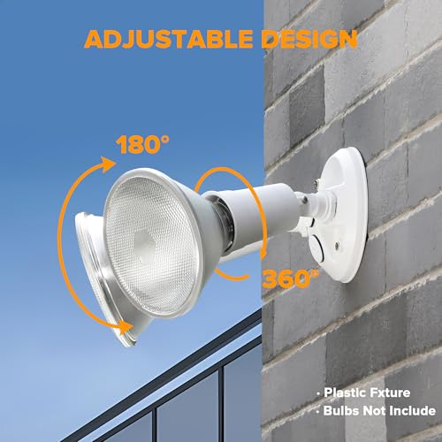 LUTEC 2 Pack Adjustable Twin Par Holder Outdoor Flood Lights, Switch Controlled Security Lights, Floodlights Fixture, Wate...