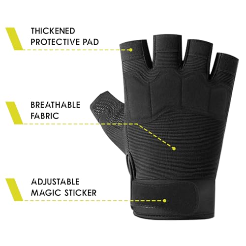 Towintec Fingerless Tactical Gloves, Padded Lightweight Breathable Climbing Glove for Rock, Motorcycle, Climbing, Cycling,...