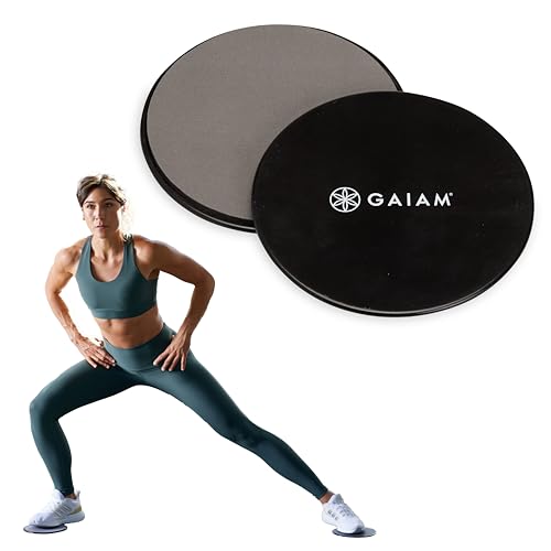 Gaiam Core Sliding Discs - Dual Sided Workout Sliders for Carpet & Hardwood Floor - Home Ab Pads Exercise Equipment Fitnes...