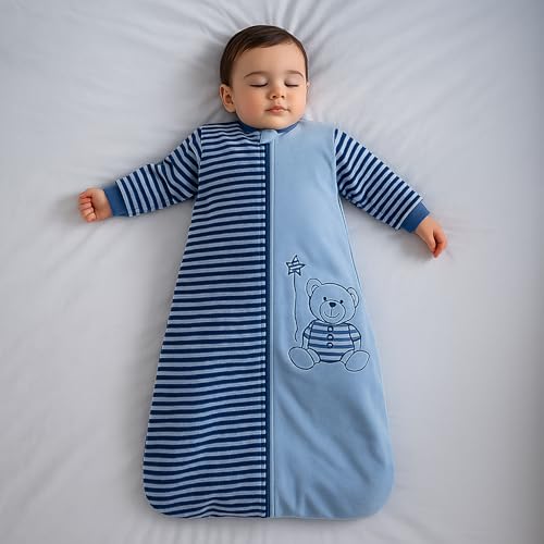 Toddler Sleeping Sack Long Sleeve 9-24M Cotton Velvet Tog 2.0 Warm12-18 Months Baby Wearable Blanket Soft Sleeping Bag wit...