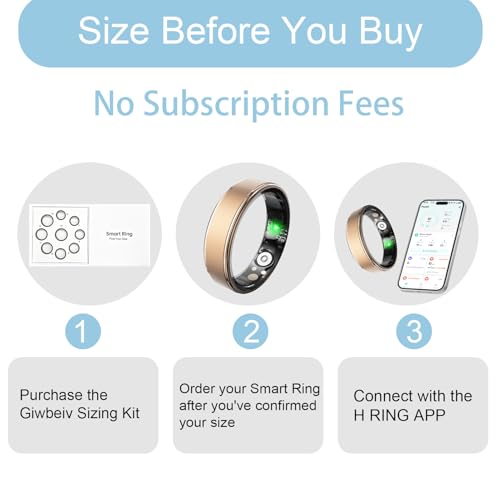 Giwbeiv Smart Ring for Women Men, Health Fitness Tracker Ring with Heart Rate/Sleep Tracker/Blood Oxygen/HRV/Stress/Calori...