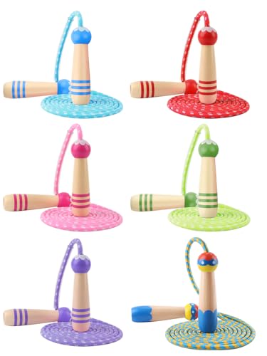 Jump Rope for Kids, Lorvain Adjustable Skipping Rope, Kids Jump Ropes with Wooden Handle for Girls Boys, Weighted Jumping ...