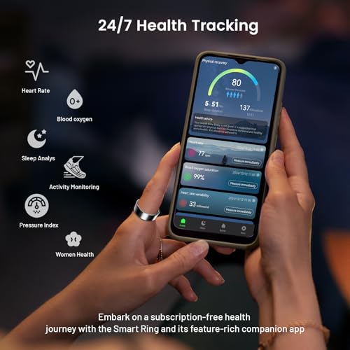 Mirlray Smart Ring for Women & Men, Smart Ring Health Tracker, Blood Oxygen & Heart Rate Monitor, Long Lasting Battery Sle...