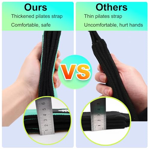 Lights Mountain Durable Pilates Double Loop D-Ring Straps - Padded Handles for Reformer, Yoga & Home Gym Workouts
