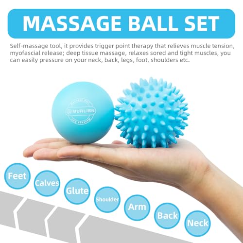 MURLIEN Massage Ball Set, Spiky Ball & Lacrosse Ball for Body Massage, Muscle Relief, Deep Tissue, Myofascial Release, Mas...