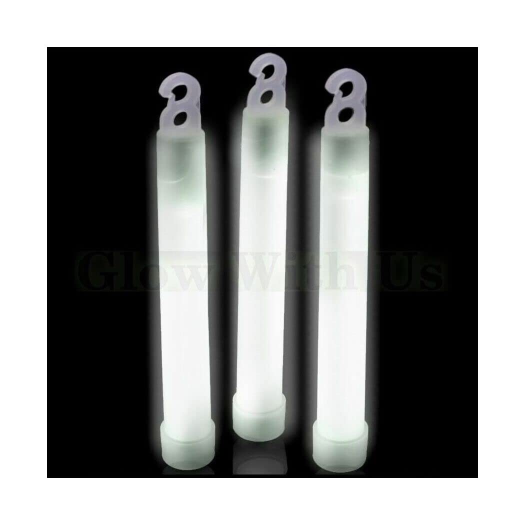 Glow With Us Glow Sticks - 25 Pack, 6” White Plastic Industrial Grade, 12-14 Hour Bright Glow, 3-Year Shelf Life
