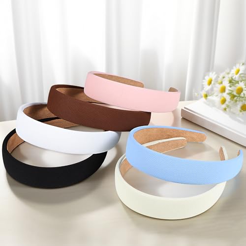 DiyJibb 6PCS Headbands for Women – 1 Inch Wide Non-Slip Elastic Hair Bands, Thick Solid Color Headbands for Girls & Women'...