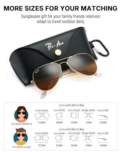 Pro Acme Classic Aviator Sunglasses for Women & Men Glass Lens Metal Frame UV400 Driver Sunglasses