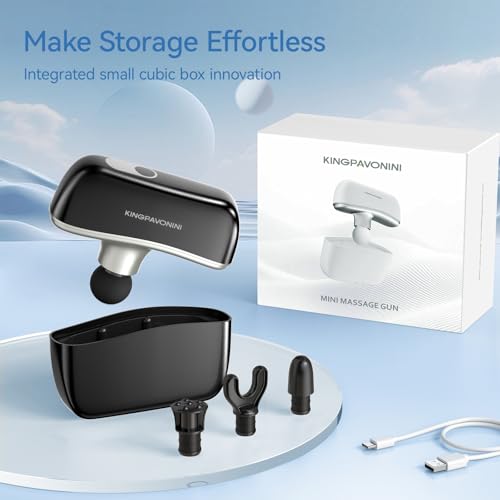 KingPavonini Mini Massage Gun with All-in-One Storage Case, 0.5 LBS Pocket-Sized Small Massage Gun Deep Tissue, Portable P...