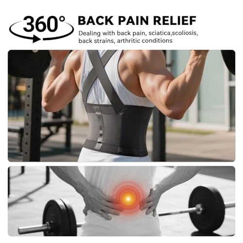 SOLOEVER Work Back Brace for Men & Women, Adjustable Lower Back Support Belt with Suspenders for Back Pain Relief, Moving ...