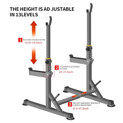 Adjustable Squat Rack,Multi-Function Barbell Rack for Weight Lifting and Home Gym Fitness Workout Portable Squat Bench Press