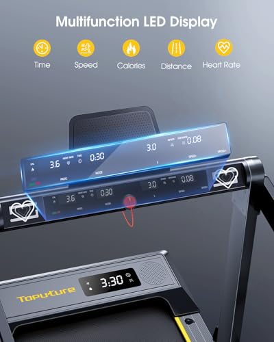 TOPUTURE Walking Pad Treadmill with 12% Incline, 4 in 1 Folding Treadmill for Home/Office with Handle Bar, 2.5HP Under Des...