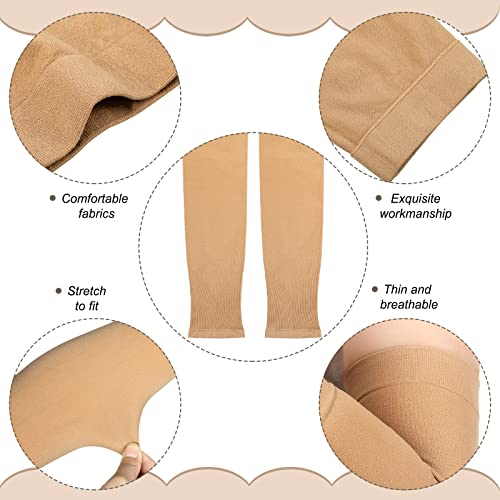 2 Pairs Full Forearm Tattoo Cover Up Compression Sleeves Band Concealer Support UV Arm Sleeves for Women Men (Black, Nude)