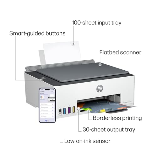 HP Smart Tank 5101 Wireless All-in-One Refillable Printer, Scanner, Copier with 2 years of Ink included, Wireless printer-...