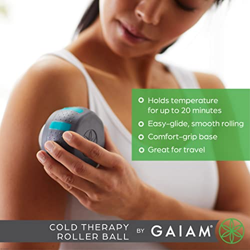 Gaiam Restore Rolling Massager (Cold Therapy), Ergonomic 360° Easy-Glide Muscle Roller for Full Body Relief, Travel-Friend...