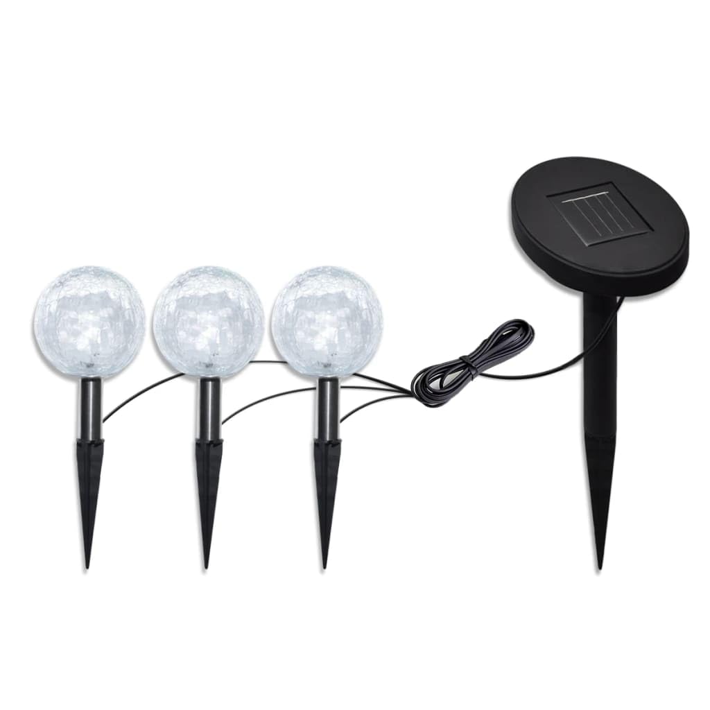 vidaXL Solar LED Garden Lights Set, Weatherproof, Easy Installation, 3.7in Bowl Diameter, White Light, Model 40870