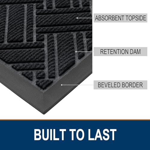 OLANLY Indoor Outdoor Mat, Sturdy Natural Rubber Floor Mat, Non Slip Low Profile Waterproof Doormat, and Stain Front Door ...