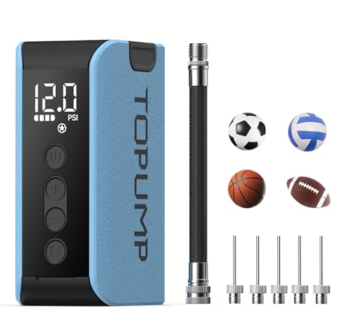 TOPUMP Electric Ball Pump with Inflation & Deflation, Portable Rechargeable Ball Pump with Pressure Gauge (Max 20PSI), Sui...