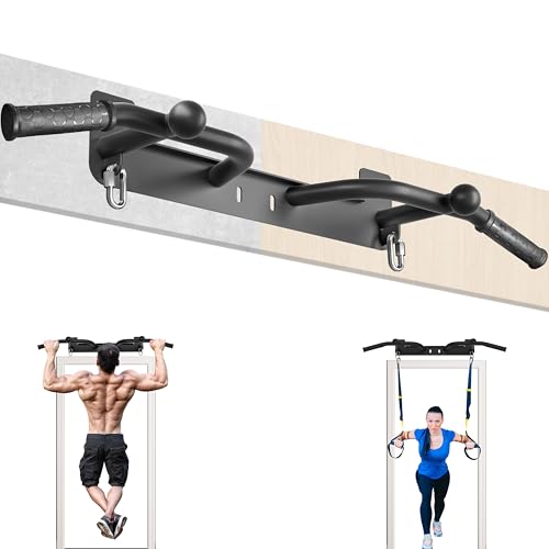 Wall Mounted Pull Up Bar - Heavy Duty Chin Up Bar, Pull-Up Bar for Garage, Joist, Wall Mount - Multifunctional Fitness Ba...