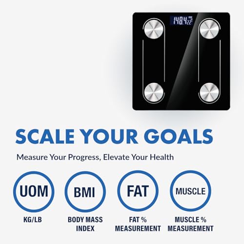 Digital Body Scale Trnr-BDYSCLE-BLK, Home Essential Body Weight Scale for People, Durable Bathroom Accessory, Compatible w...