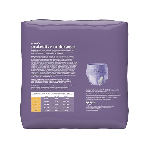 Amazon Basics Incontinence Underwear for Women, Protective, Disposable, Postpartum, Maximum Absorbency, XX-Large, Lavende...